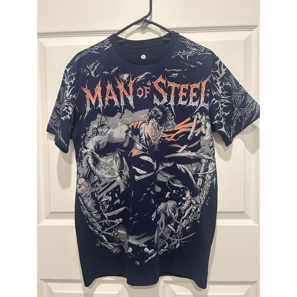 DC Comics Superman T Shirt Mens Medium Navy Blue Man of Steel Graphic Tee - NWT